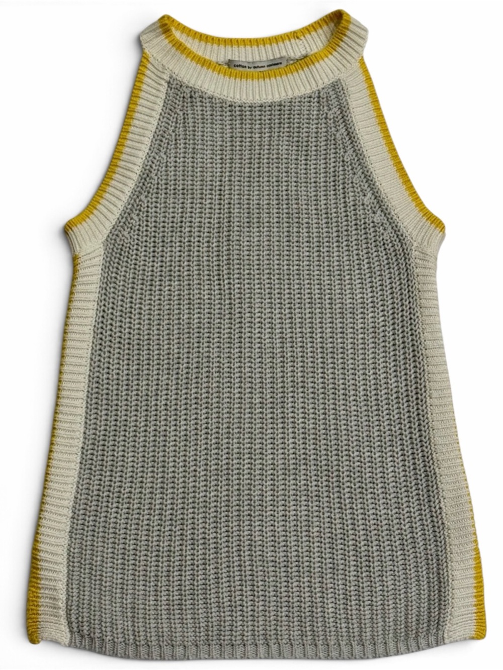 Cotton by Autumn Cashmere Chunky Knit Sweater Vest S Gray Yellow